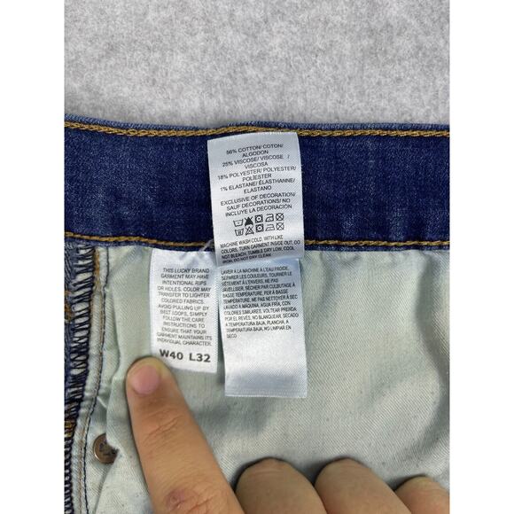 Lucky Brand 411‎ Athletic Taper Jeans Men's 40X32 Blue Distressed Denim Casual - Picture 7 of 12